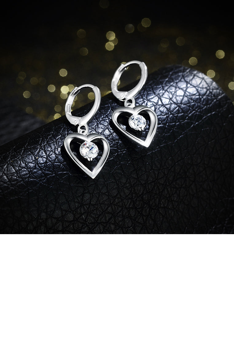Simple Romantic Heart Shaped Cubic Zircon Earrings