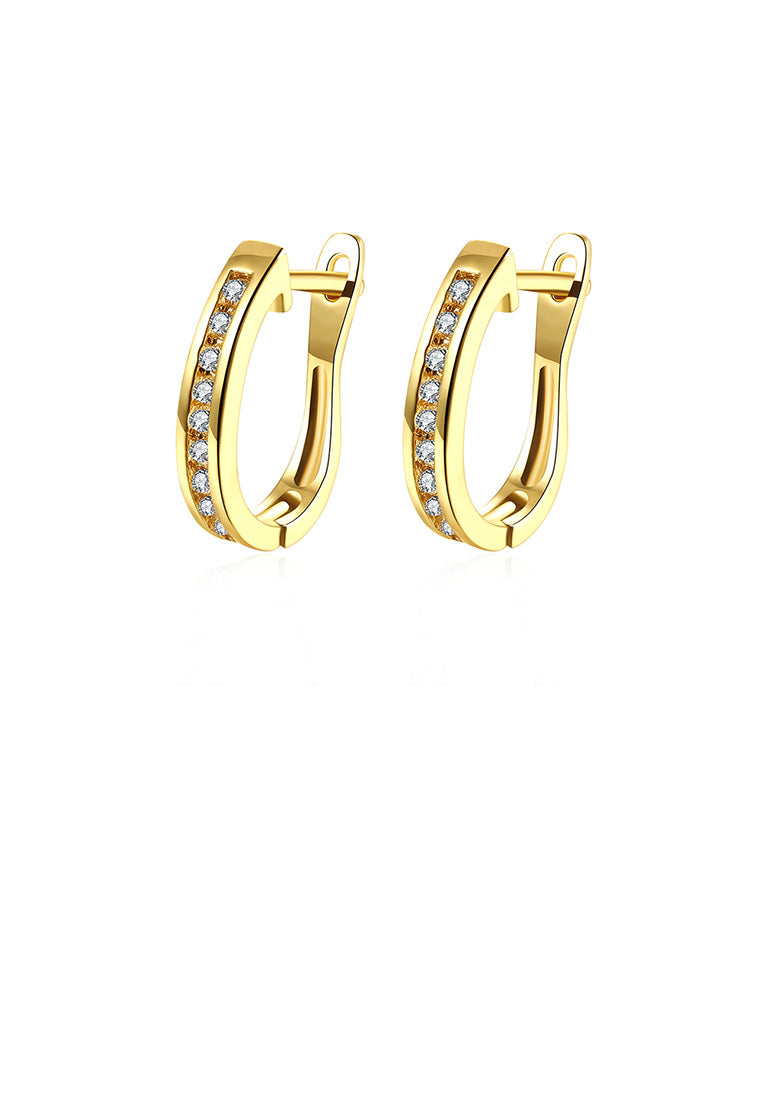 Fashion Simple Plated Gold Geometric Cubic Zirconia Stud Earrings - Luxurious Look