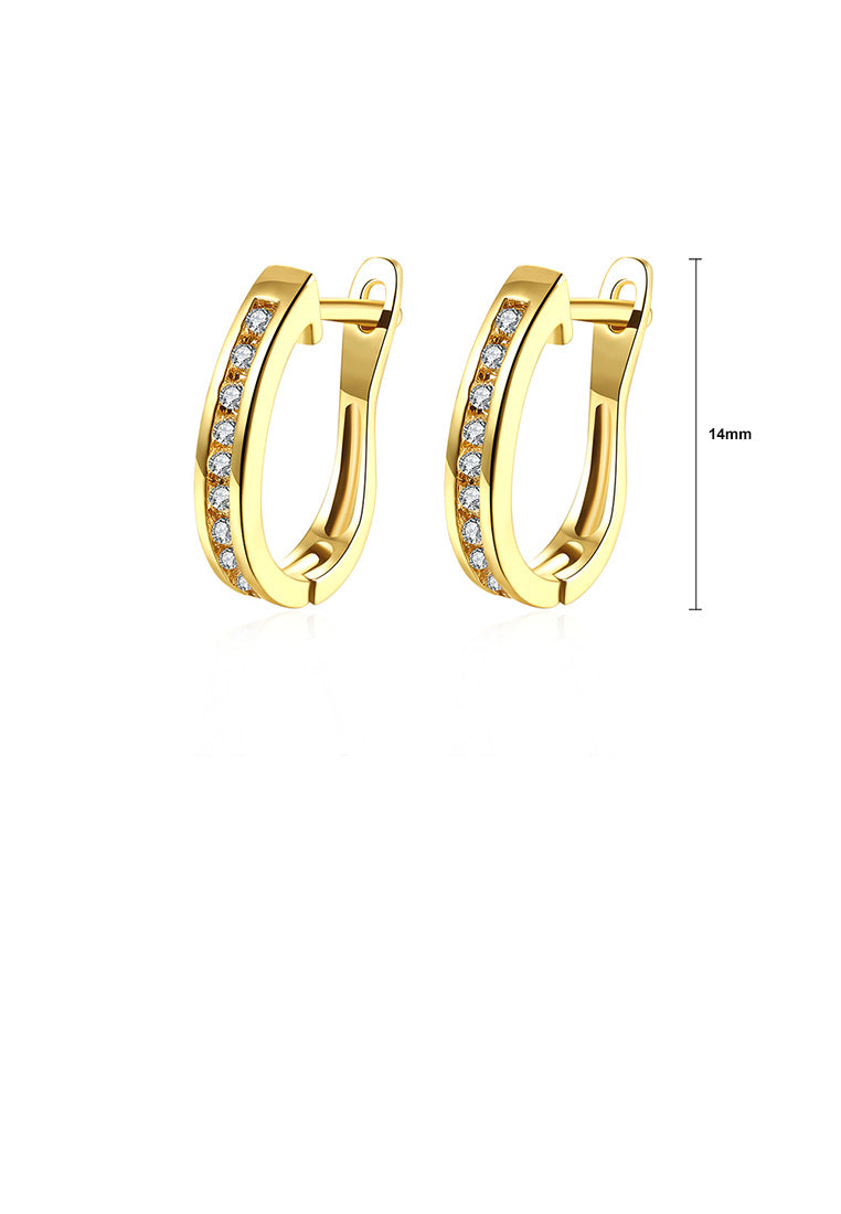 Fashion Simple Plated Gold Geometric Cubic Zirconia Stud Earrings - Luxurious Look