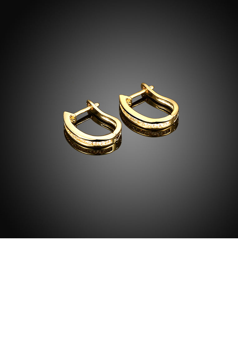 Fashion Simple Plated Gold Geometric Cubic Zirconia Stud Earrings - Luxurious Look