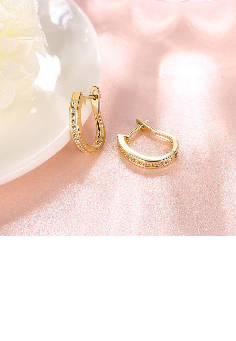 Fashion Simple Plated Gold Geometric Cubic Zirconia Stud Earrings - Luxurious Look