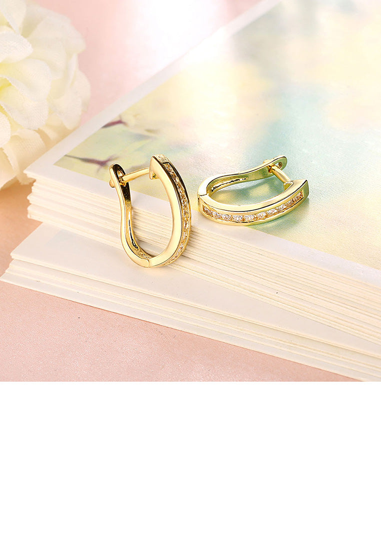 Fashion Simple Plated Gold Geometric Cubic Zirconia Stud Earrings - Luxurious Look