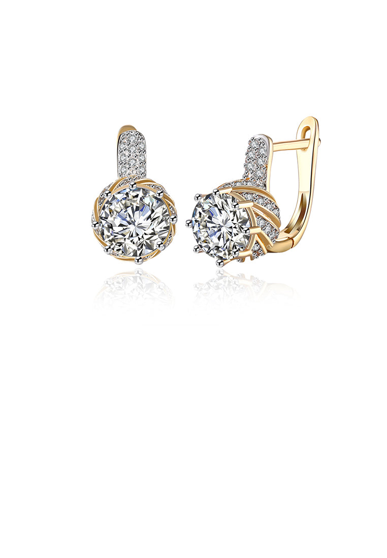 Romantic Brilliant Rose Plated Gold Earrings with Cubic Zircon