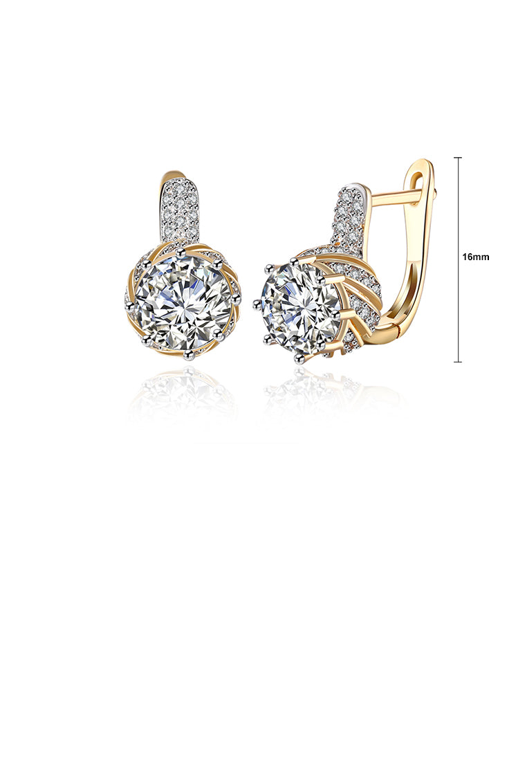Romantic Brilliant Rose Plated Gold Earrings with Cubic Zircon