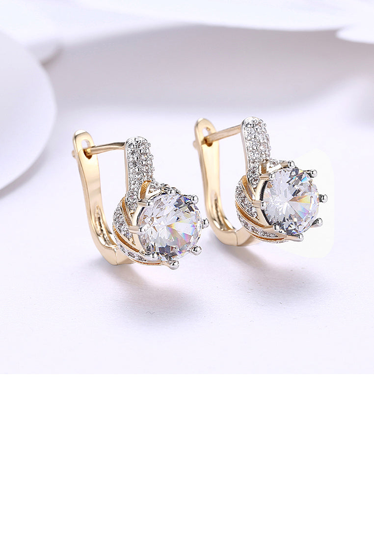 Romantic Brilliant Rose Plated Gold Earrings with Cubic Zircon
