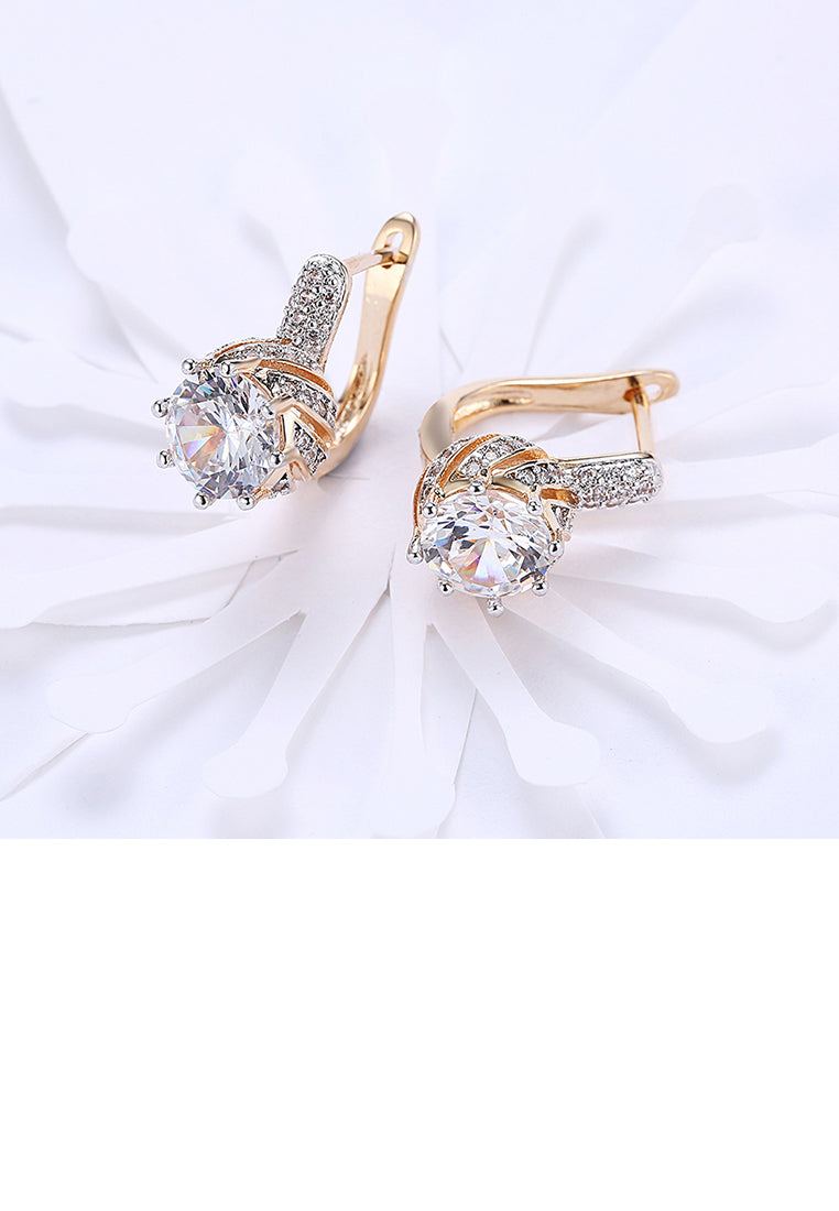 Romantic Brilliant Rose Plated Gold Earrings with Cubic Zircon