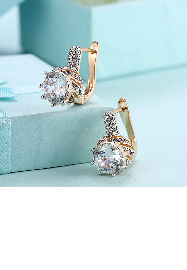 Romantic Brilliant Rose Plated Gold Earrings with Cubic Zircon
