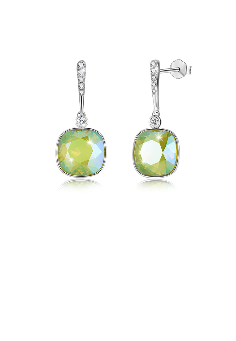 925 Sterling Silver Elegant Fashion Simple Sparkling Green Austrian element Crystal Earrings