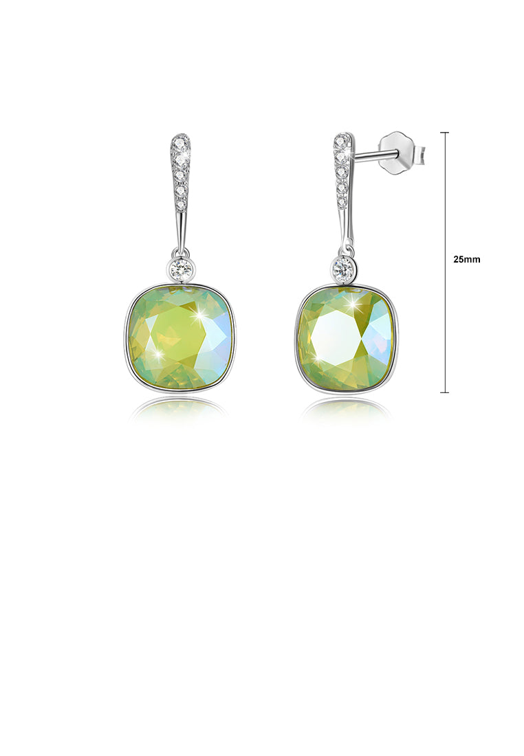 925 Sterling Silver Elegant Fashion Simple Sparkling Green Austrian element Crystal Earrings
