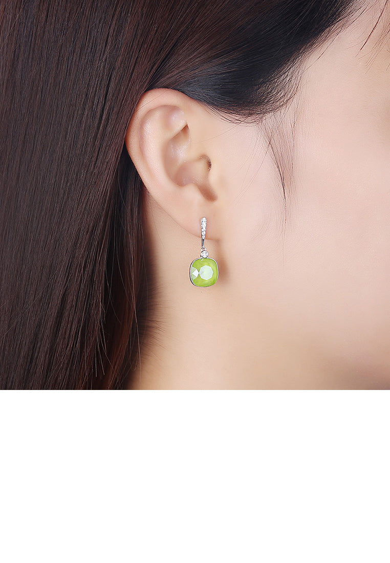 925 Sterling Silver Elegant Fashion Simple Sparkling Green Austrian element Crystal Earrings