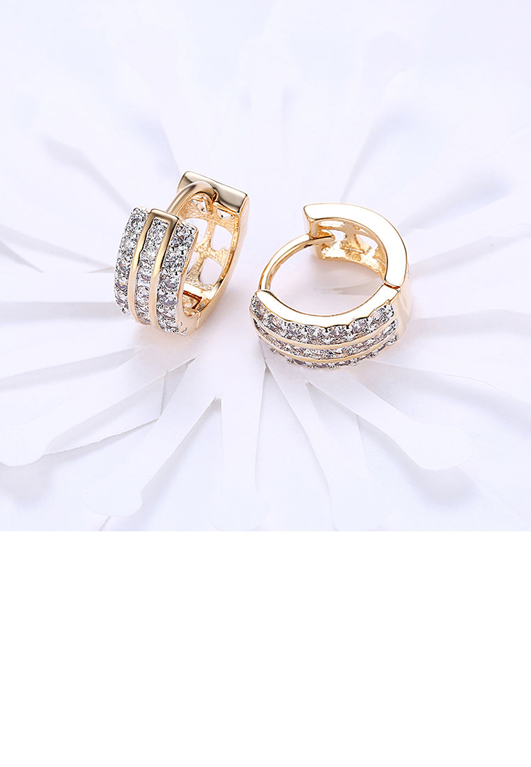 Brilliant Fashion Plated Champagne Gold Geometric Round Cubic Zircon Earrings