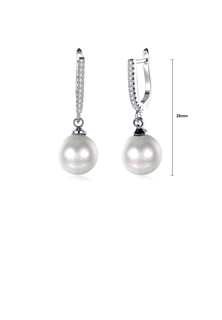 Elegant Fashion Pearl Earrings with White Austrian Element Crystal - Luxurious Look