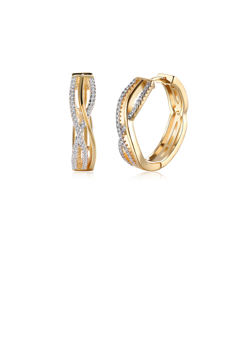 Fashion Plated Champagne Gold Line Earrings with Cubic Zircon