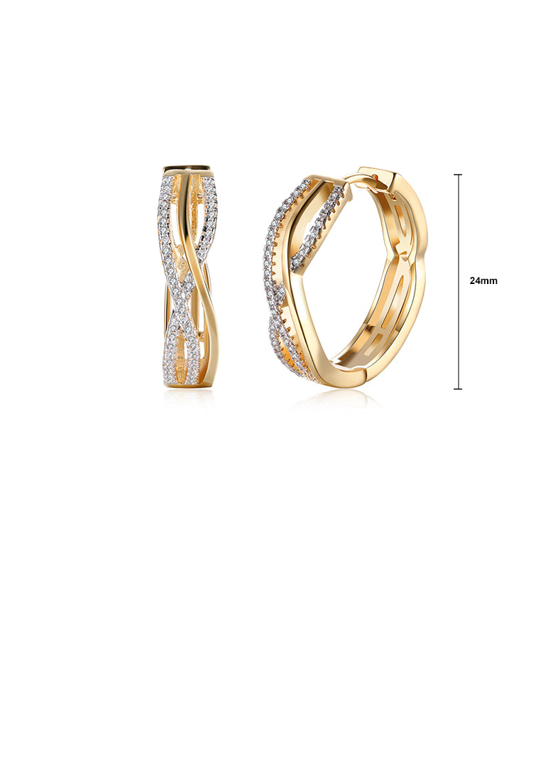 Fashion Plated Champagne Gold Line Earrings with Cubic Zircon
