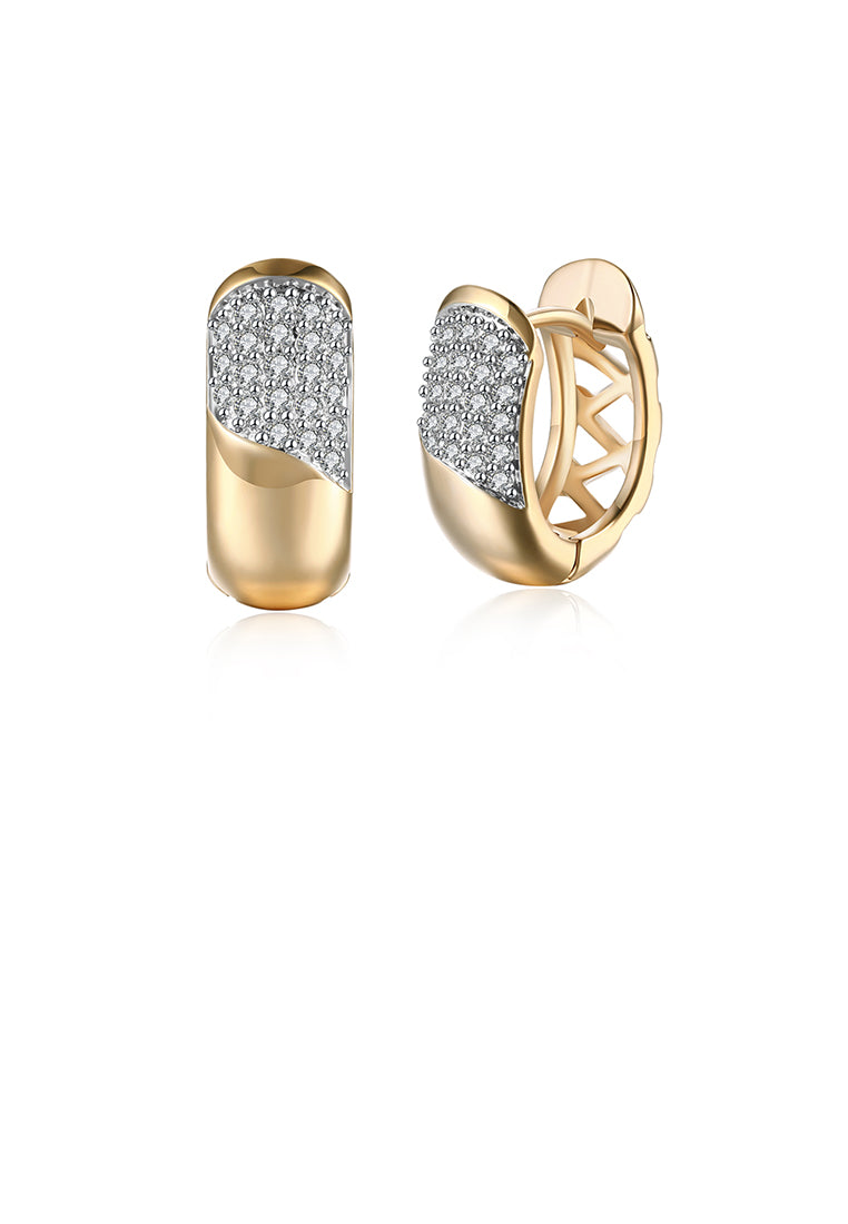 Fashion Simple Plated Champagne Gold Geometric Round Cubic Zircon Earrings