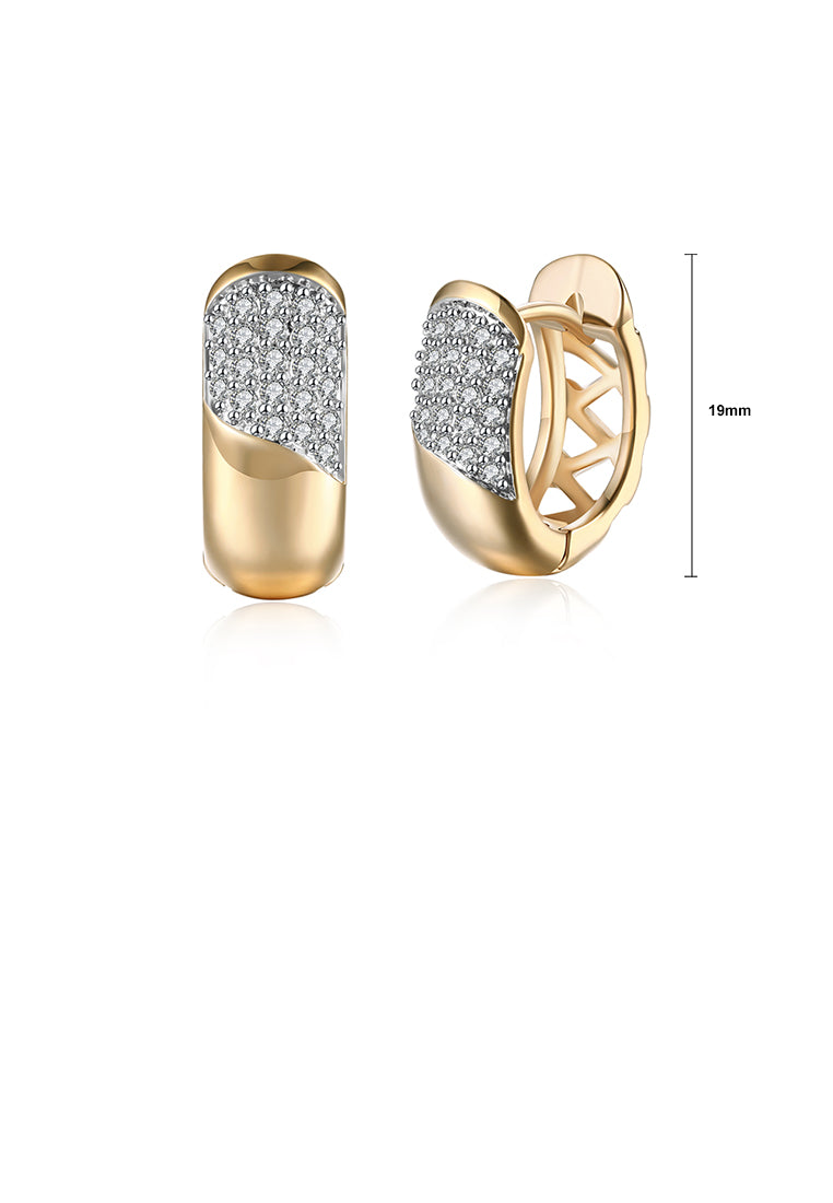 Fashion Simple Plated Champagne Gold Geometric Round Cubic Zircon Earrings