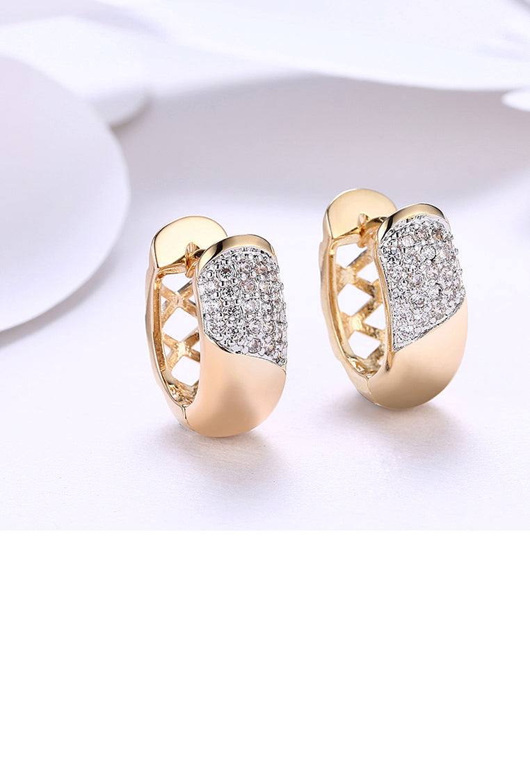 Fashion Simple Plated Champagne Gold Geometric Round Cubic Zircon Earrings