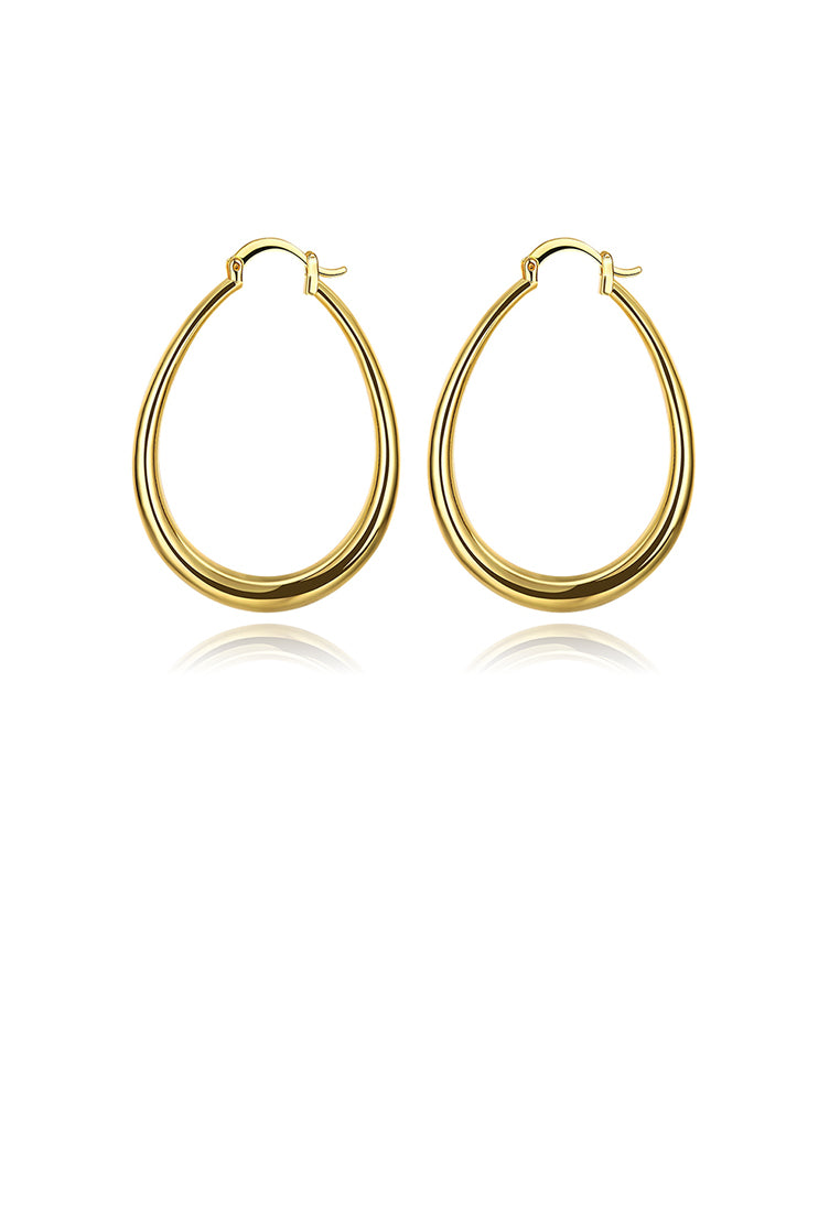Simple Plated Gold Oval Earrings
