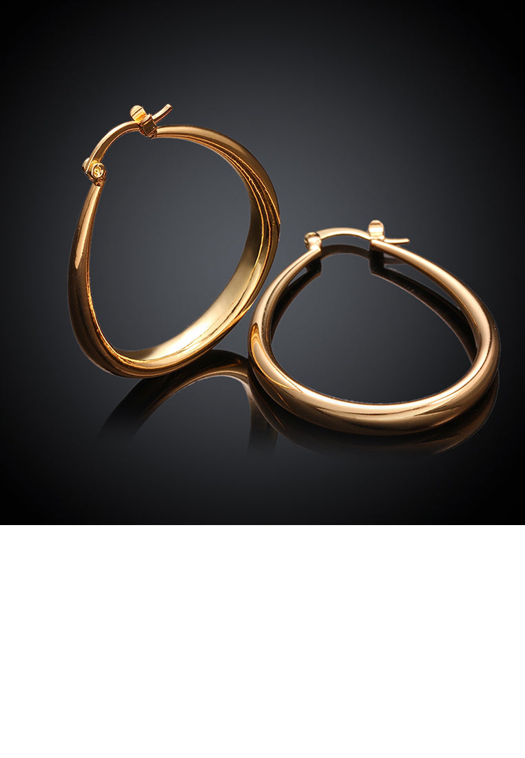 Simple Plated Gold Oval Earrings