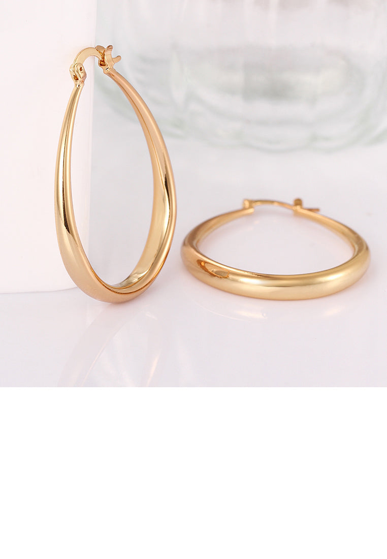 Simple Plated Gold Oval Earrings