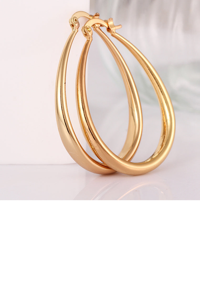 Simple Plated Gold Oval Earrings