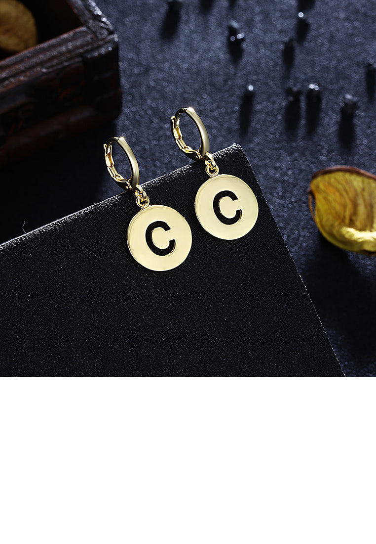 Simple Golden Letter C Earrings