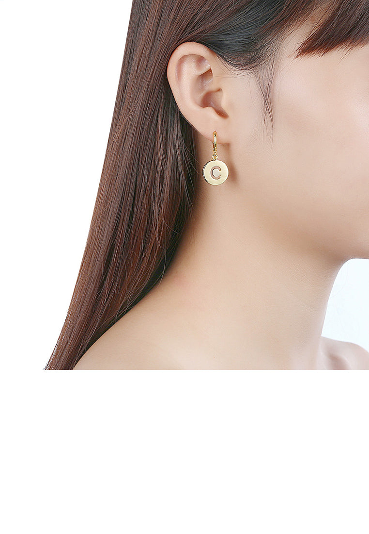 Simple Golden Letter C Earrings