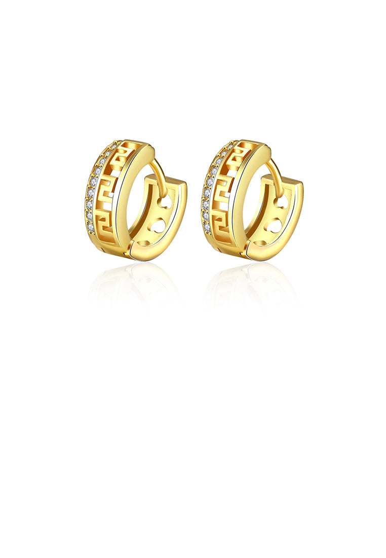 Fashion Plated Gold Round Cutout Cubic Zircon Earrings