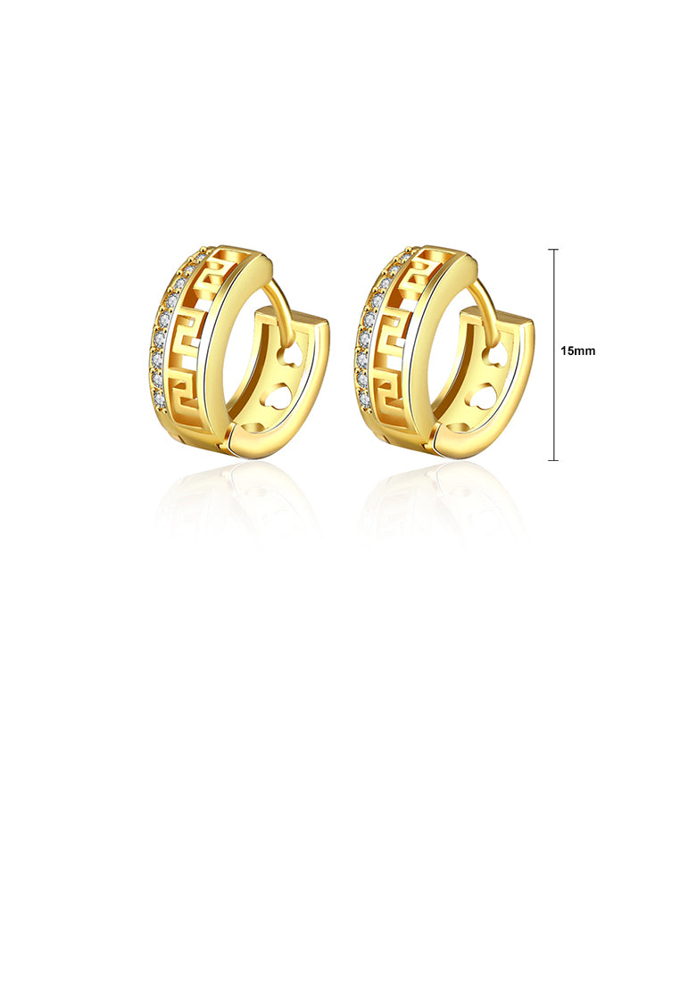 Fashion Plated Gold Round Cutout Cubic Zircon Earrings