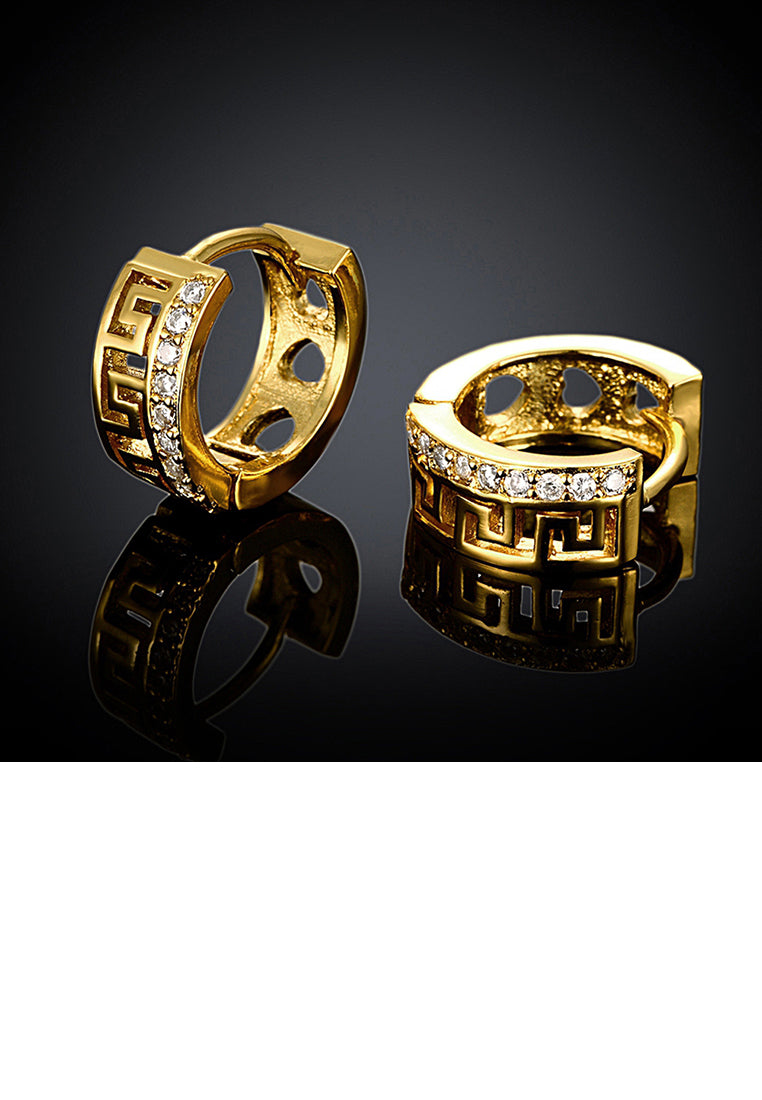 Fashion Plated Gold Round Cutout Cubic Zircon Earrings