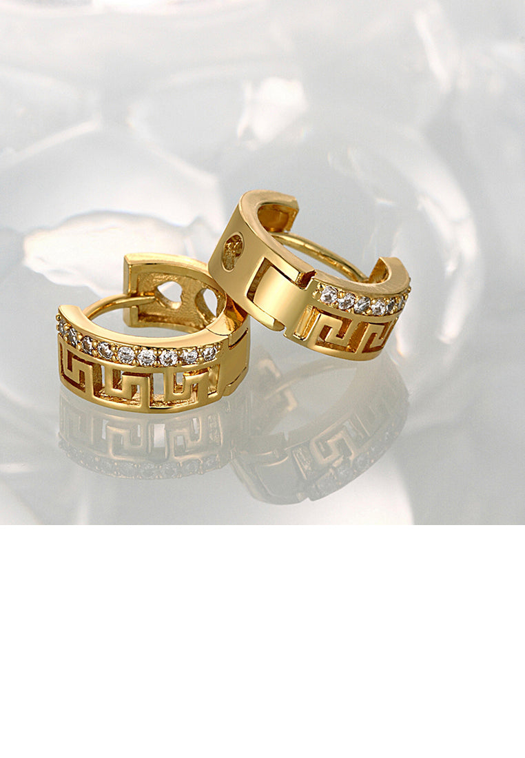 Fashion Plated Gold Round Cutout Cubic Zircon Earrings