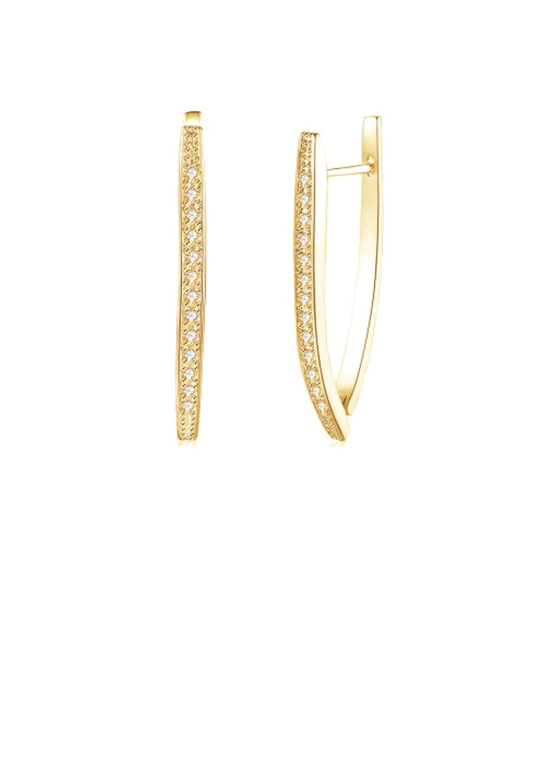 Fashion Simple Plated Gold Geometric Single Row Cubic Zircon Stud Earrings