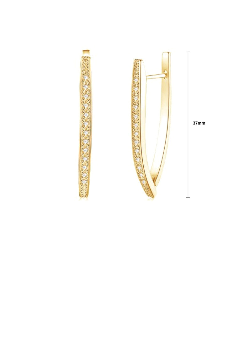 Fashion Simple Plated Gold Geometric Single Row Cubic Zircon Stud Earrings