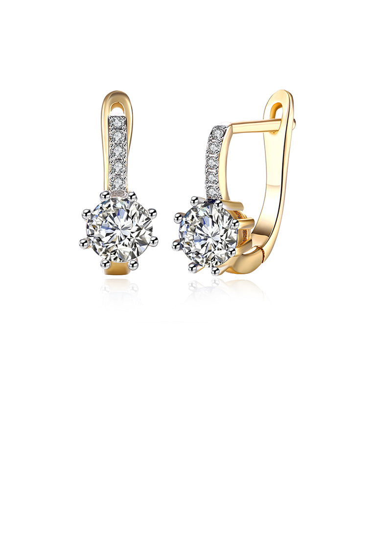 Fashion Elegant Plated Champagne Gold Geometric Round Cubic Zirconia Earrings - Luxurious Look