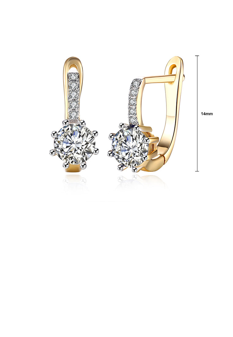 Fashion Elegant Plated Champagne Gold Geometric Round Cubic Zirconia Earrings - Luxurious Look