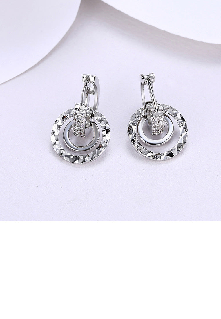 Fashion Simple Geometric Round Cubic Zircon Earrings