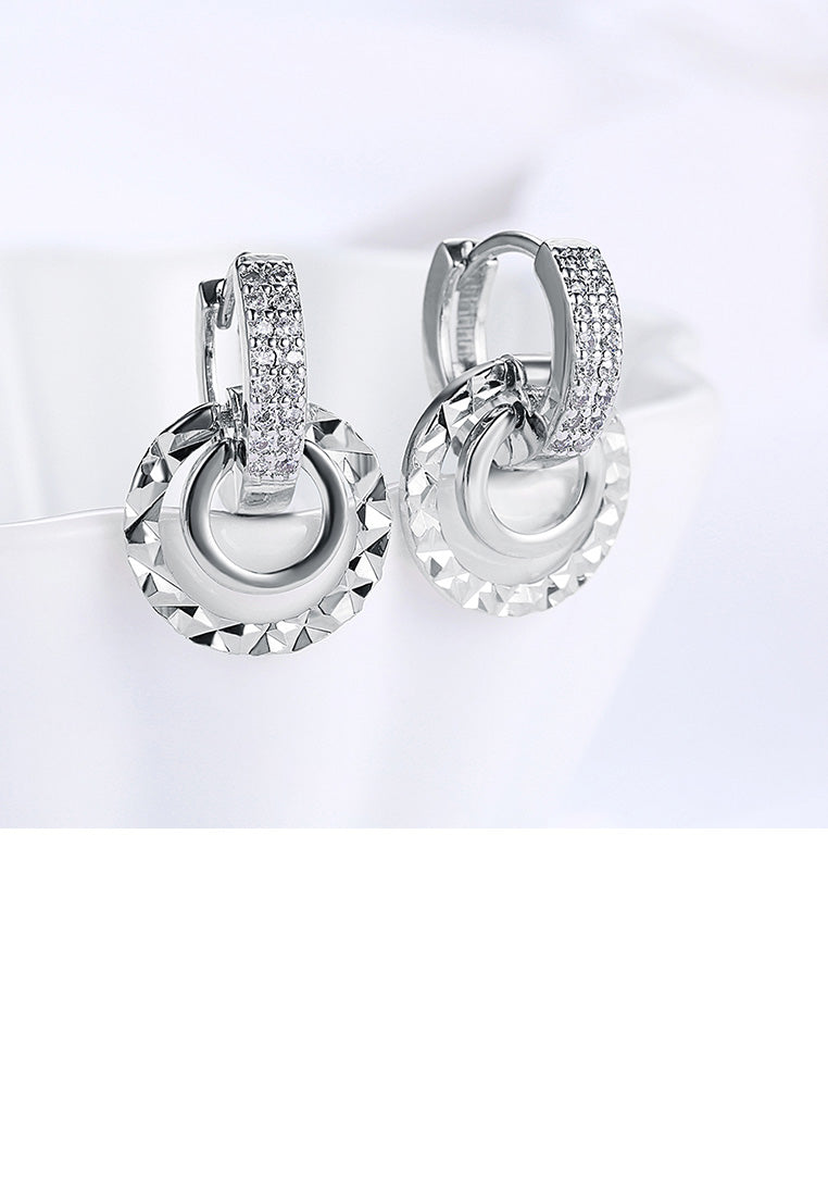 Fashion Simple Geometric Round Cubic Zircon Earrings
