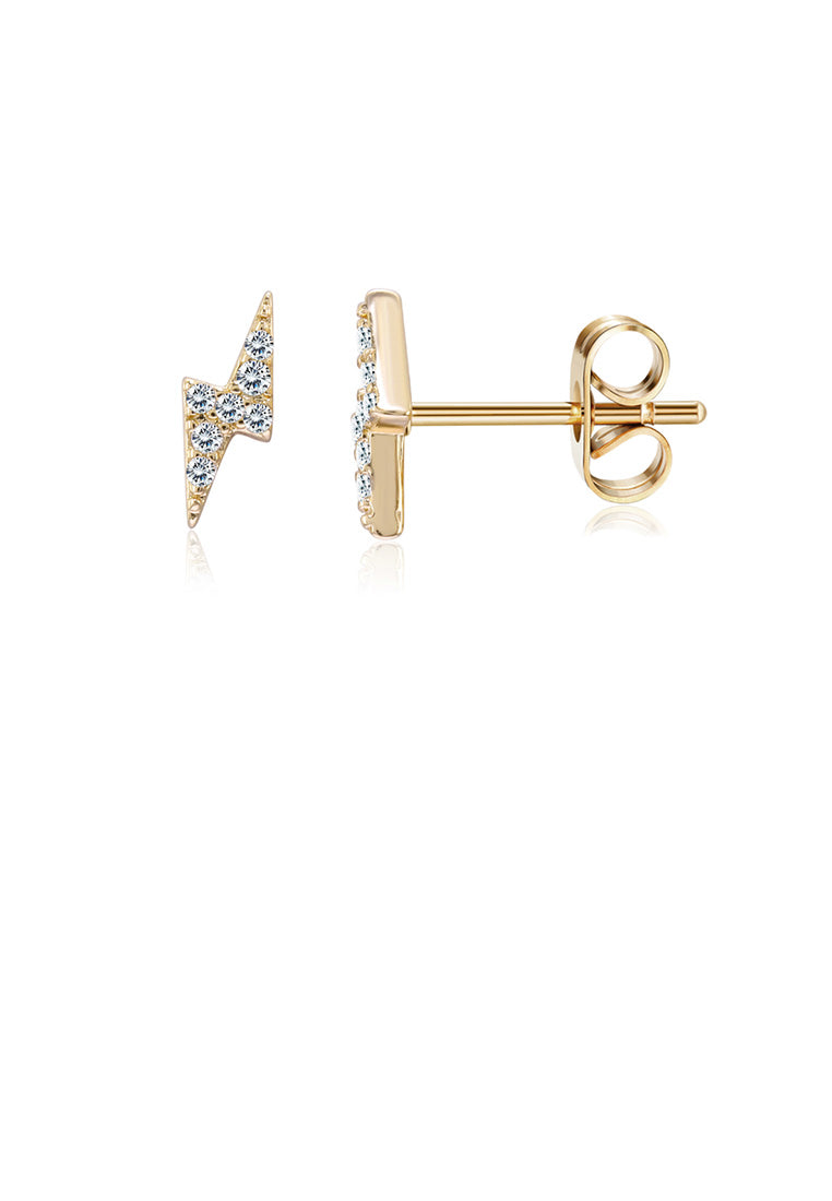 Fashion Simple Plated Gold Lightning Cubic Zircon Stud Earrings