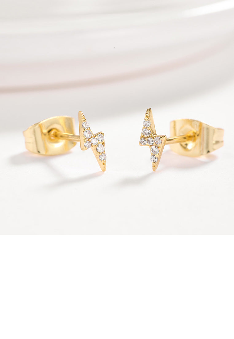Fashion Simple Plated Gold Lightning Cubic Zircon Stud Earrings
