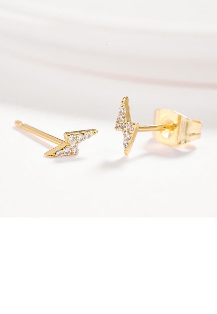Fashion Simple Plated Gold Lightning Cubic Zircon Stud Earrings