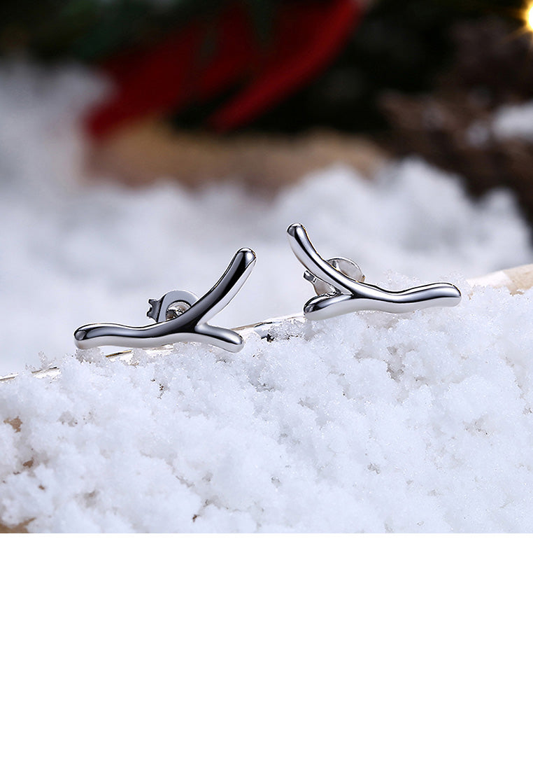 Simple Romantic Christmas Antler Stud Earrings