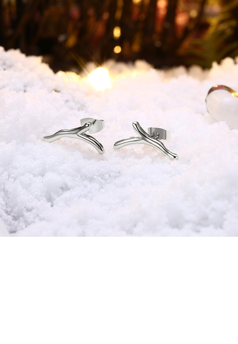 Simple Romantic Christmas Antler Stud Earrings
