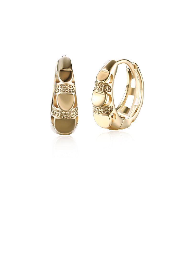 Elegant Fashion Plated Champagne Gold Geometric Round Earrings