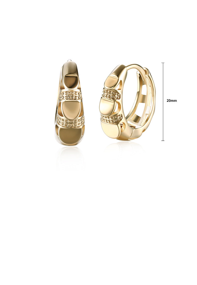 Elegant Fashion Plated Champagne Gold Geometric Round Earrings