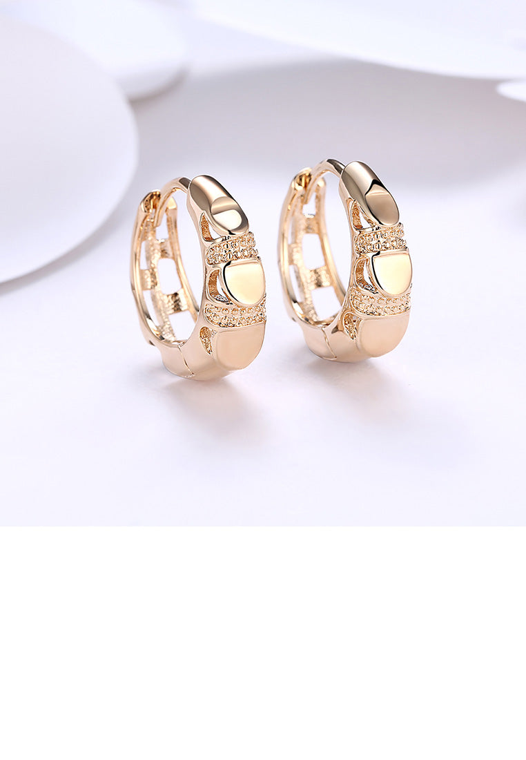 Elegant Fashion Plated Champagne Gold Geometric Round Earrings