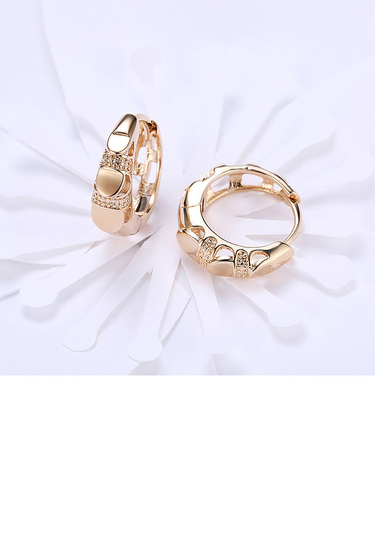 Elegant Fashion Plated Champagne Gold Geometric Round Earrings