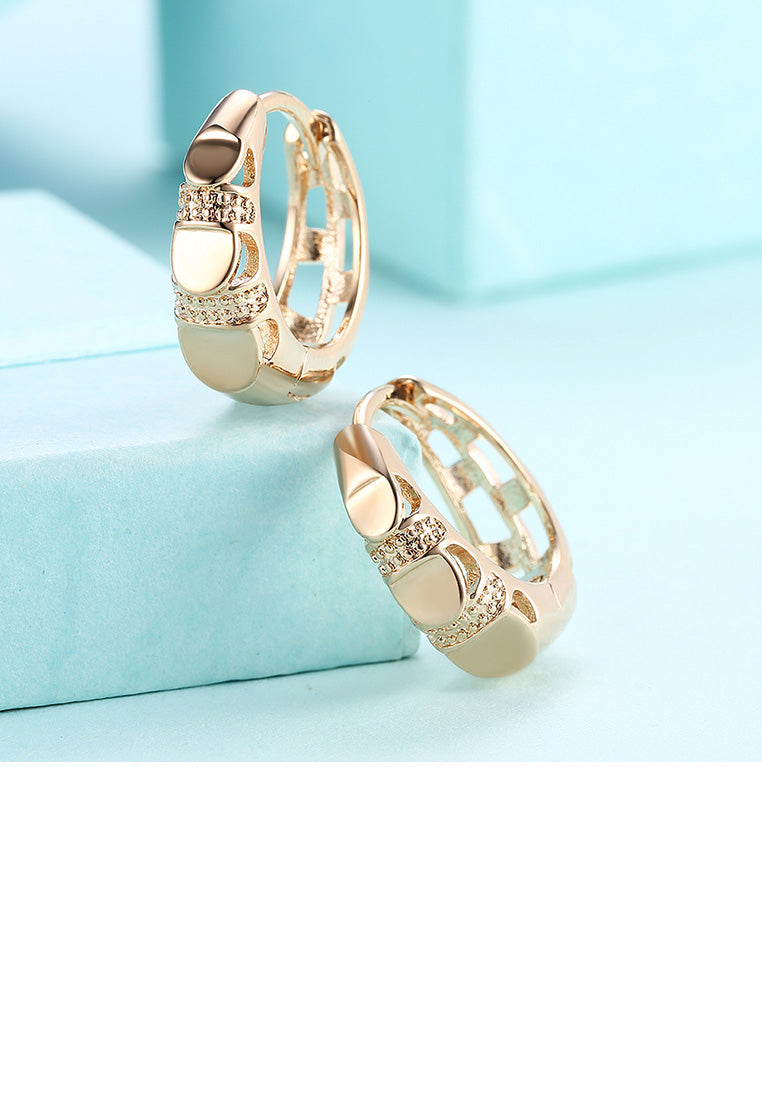 Elegant Fashion Plated Champagne Gold Geometric Round Earrings