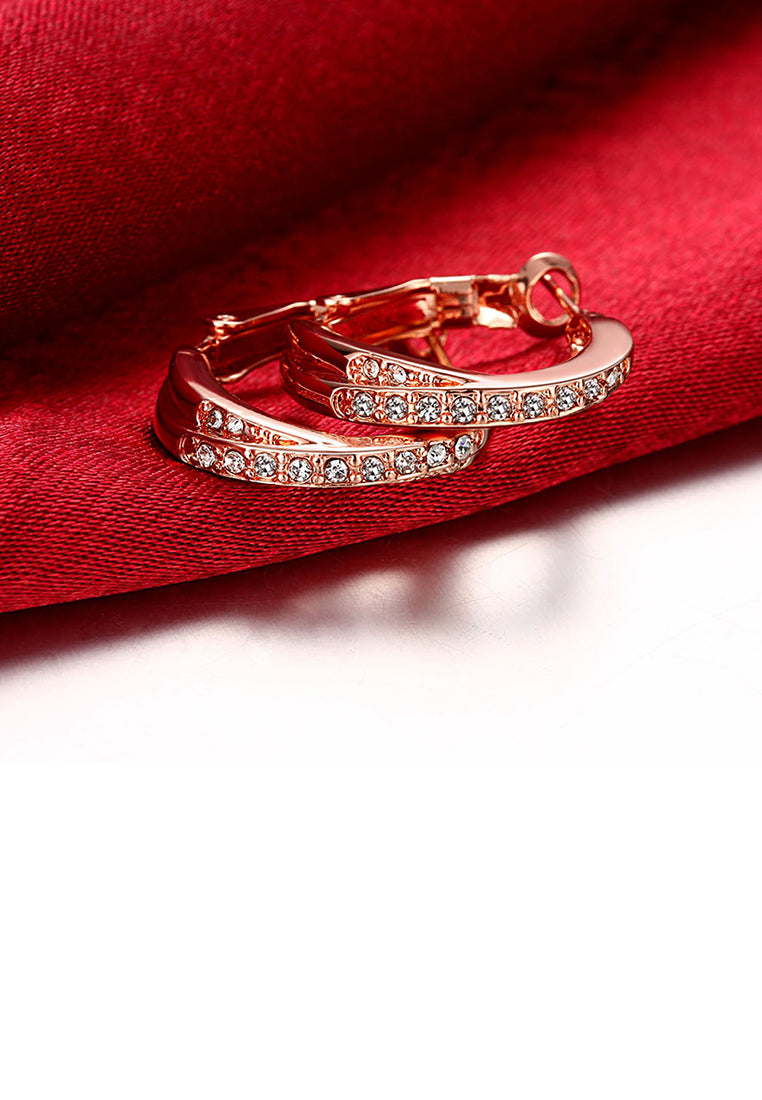 Elegant Plated Rose Gold Geometric Round Cubic Zircon Earrings