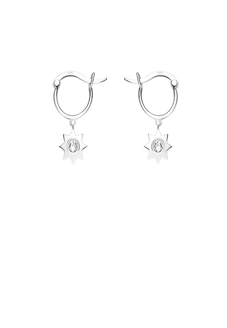 925 Sterling Silver Simple Star Earrings with Austrian Element Crystal