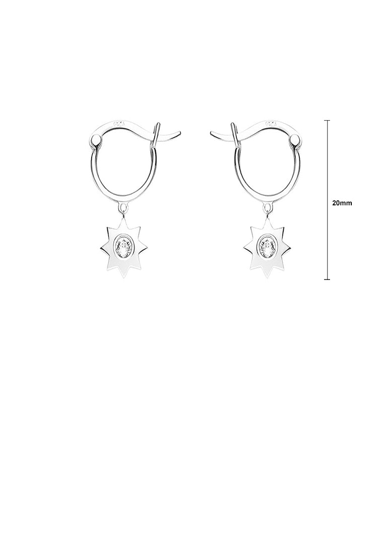 925 Sterling Silver Simple Star Earrings with Austrian Element Crystal